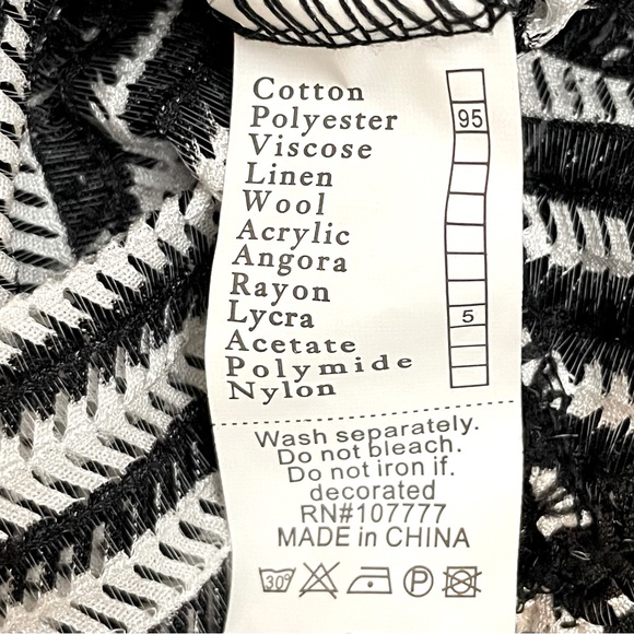 NWT Paradise USA Black & White Swimsuit Cover Up Sz M/L - Picture 5 of 7